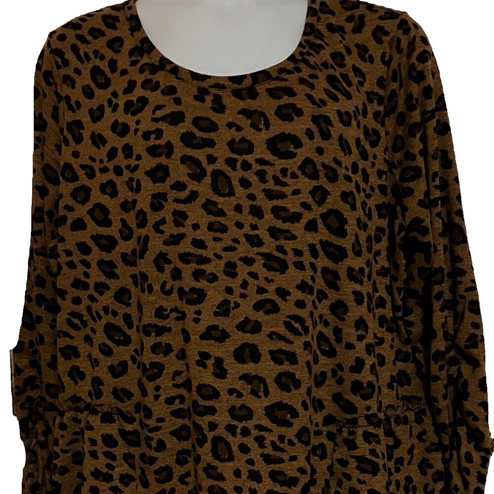 Terra & Sky Women's Shirt Long Sleeve Leopard Print Size 3X (24W - 26W)